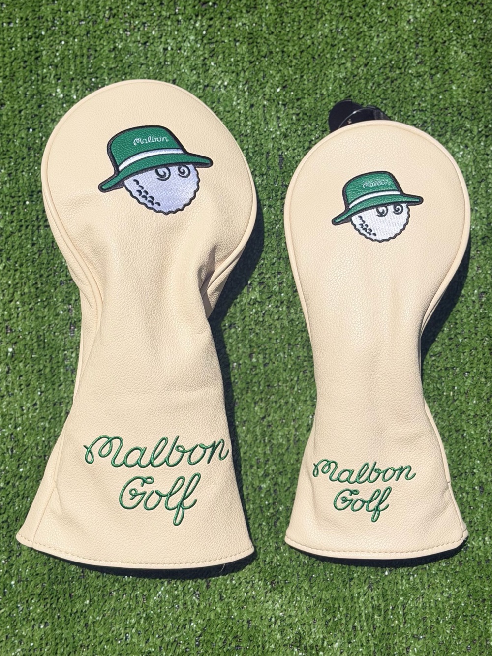 Malbon Golf Club Cover Pair in Cream